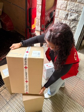 Red Cross distributing aid to those affected by the DANA storm in Valencia.